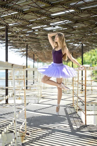 Ballerina posa all'aperto — Foto Stock