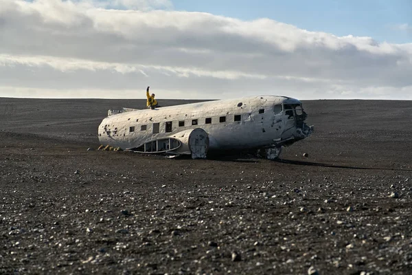 İzlanda'daki uçak enkazı — Stok fotoğraf