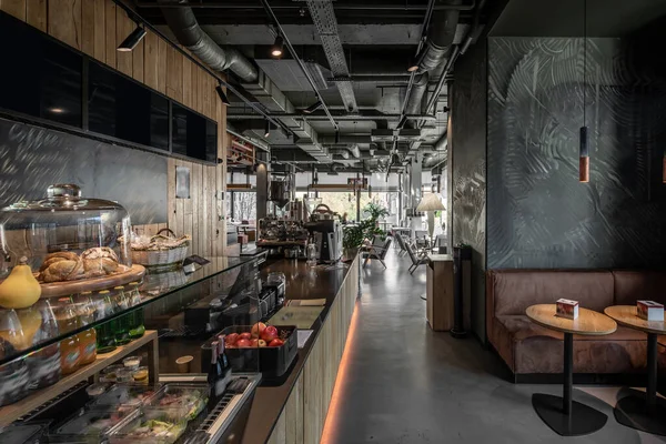 Interior of modern cafe in loft style — Stock Photo, Image