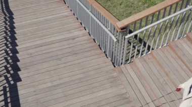 COVID-19 salgını sırasında dışarıda köpekle dolaşan bir kız.