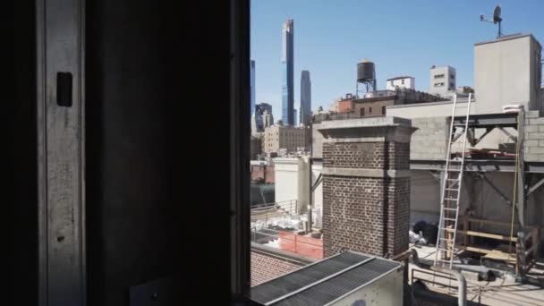 Szczyty wieżowców i wysokie wieże w Nowym Jorku — Wideo stockowe