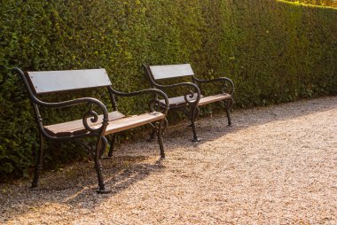 Satır bir park banklar