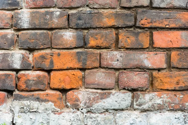 Doku arka plan kırmızı eski yıpranmış tuğla duvar.