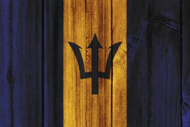 Arka plan için ahşap duvar boyalı Barbados bayrağı