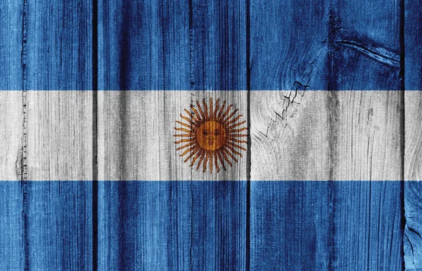 Argentin zászlót festett fa falra háttér — Stock Fotó