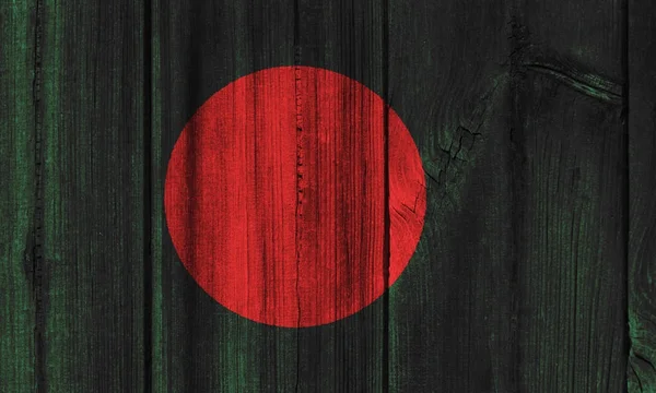 Arka plan için ahşap duvar boyalı Bangladeş bayrağı — Stok fotoğraf