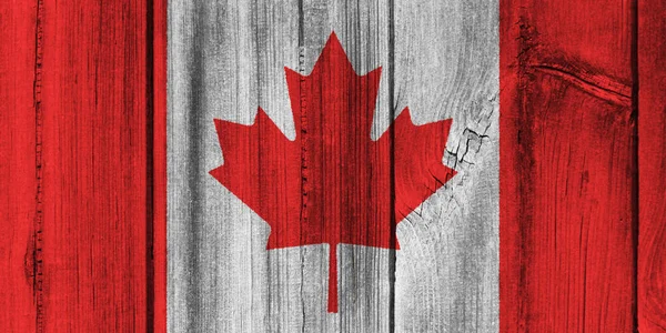 Bandera de Canadá pintada sobre pared de madera para fondo —  Fotos de Stock