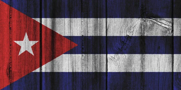 Bandeira de Cuba pintada na parede de madeira para fundo — Fotografia de Stock