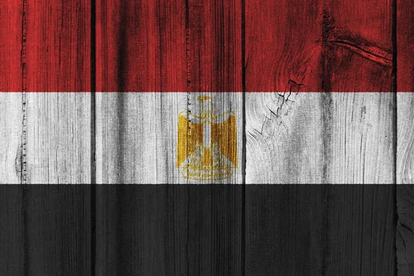 Egypte vlag geschilderd op houten muur voor achtergrond — Stockfoto