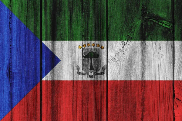 Ekvatorialguineas flagga målad på trävägg för bakgrund — Stockfoto