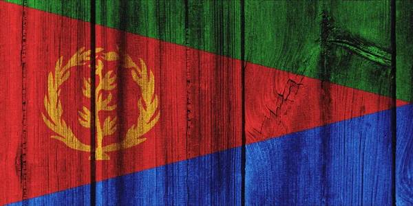 Eritrea vlag geschilderd op houten muur voor achtergrond — Stockfoto