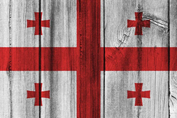Флаг Джорджии раскрашен на деревянной стене для фона — стоковое фото