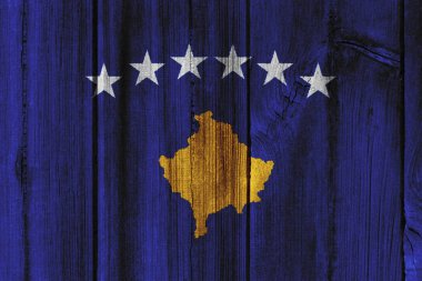 Arka plan için ahşap duvar boyalı Kosova bayrağı