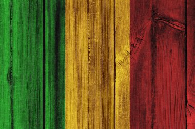 Arka plan için ahşap duvar boyalı Mali bayrağı
