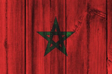 Arka plan için ahşap duvar boyalı Fas bayrak