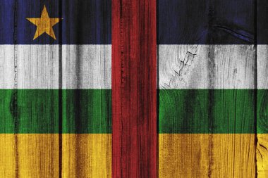 Bac için ahşap duvara boyalı Orta Afrika Cumhuriyeti bayrağı
