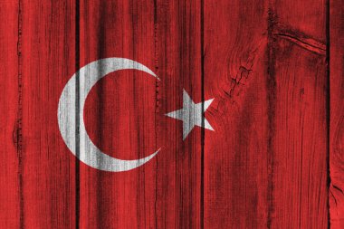 Arka plan için ahşap duvar boyalı Türkiye bayrağı