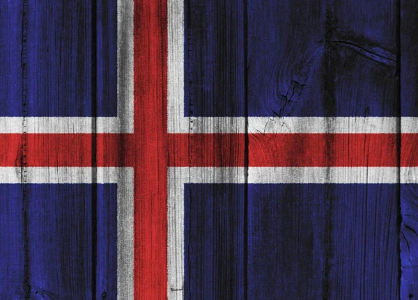 Bandera de Islandia pintada sobre pared de madera para fondo —  Fotos de Stock