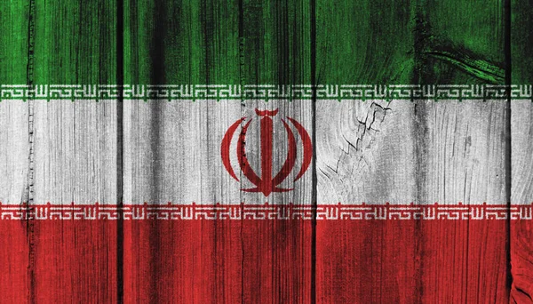 Iran vlag geschilderd op houten muur voor achtergrond — Stockfoto