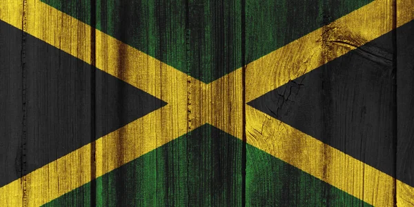 Jamaica vlag geschilderd op houten muur voor achtergrond — Stockfoto
