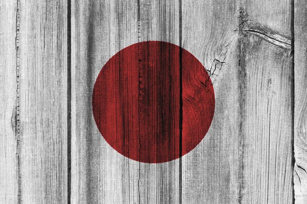日本国旗为背景的木墙上画 — 图库照片
