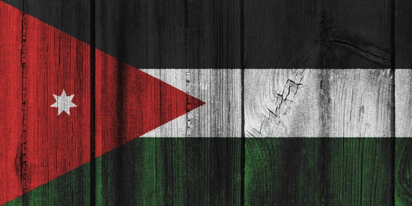 Jordanië vlag geschilderd op houten muur voor achtergrond — Stockfoto