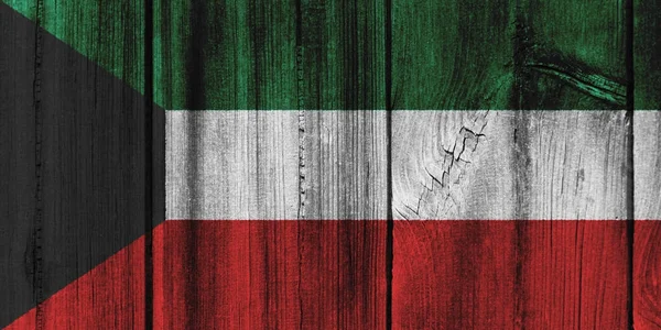 科威特国旗为背景的木墙上画 — 图库照片