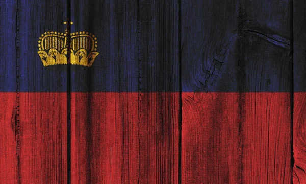 Liechtenstein flag painted on wooden wall for background — Stock Photo, Image