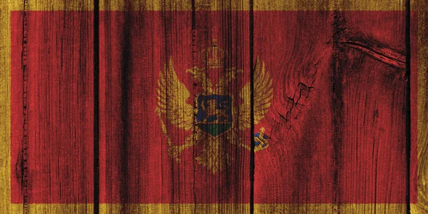 Bandera Montenegro pintada sobre pared de madera para fondo —  Fotos de Stock
