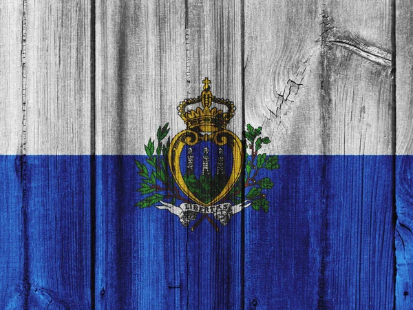 Bandeira de San Marino pintada na parede de madeira para fundo — Fotografia de Stock