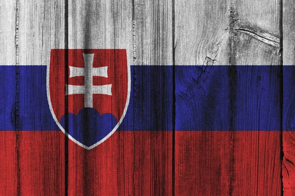 Bandera de Eslovaquia pintada sobre pared de madera para fondo —  Fotos de Stock