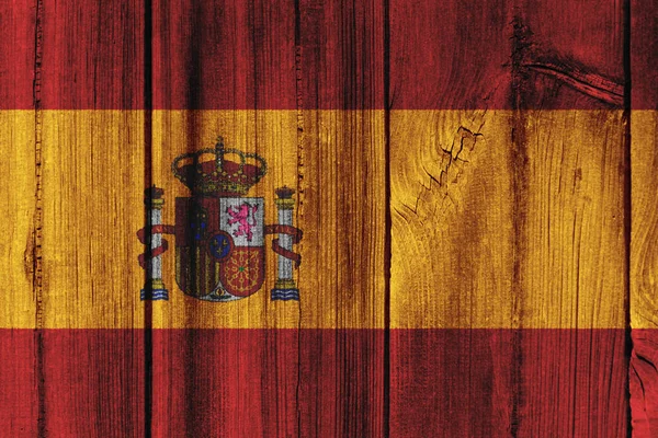 Espanha bandeira pintada na parede de madeira para fundo — Fotografia de Stock