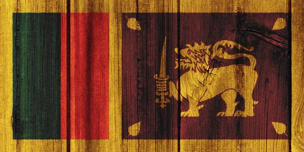 Srí Lanka-i zászló festett fa falra háttér — Stock Fotó