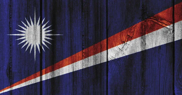La bandera de las Islas Marshall pintada en pared de madera para el fondo —  Fotos de Stock