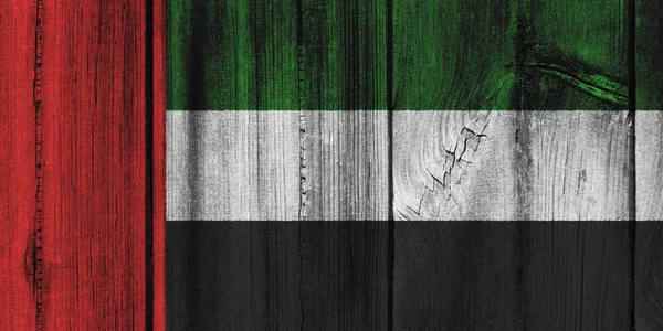 阿拉伯联合酋长国国旗为背景的木墙上画 — 图库照片