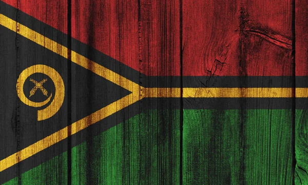 Vanuatu vlag geschilderd op houten muur voor achtergrond — Stockfoto