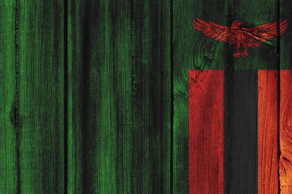 Ζάμπια σημαία ζωγραφισμένη στον ξύλινο τοίχο για το φόντο — Φωτογραφία Αρχείου