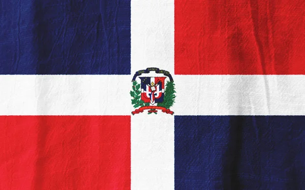 Die dominikanische Republik Gewebefahne Nationalflagge aus Stoff — Stockfoto