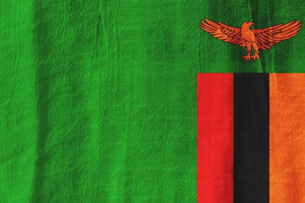 Zambiya kumaş bayrak ulusal bayrak kumaştan grafik tasarım için — Stok fotoğraf