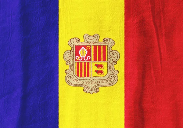 Bandeira de tecido de Andorra Bandeira nacional de tecido para desig gráfico — Fotografia de Stock