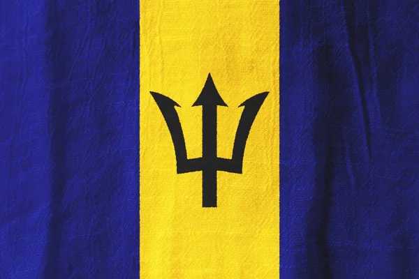 Nationale vlag van Barbados stof vlag uit weefsel voor grafische desi — Stockfoto