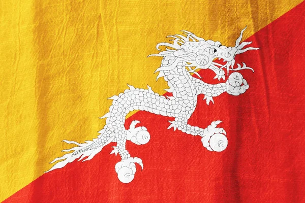 Bandeira de tecido do Butão Bandeira nacional de tecido para design gráfico — Fotografia de Stock