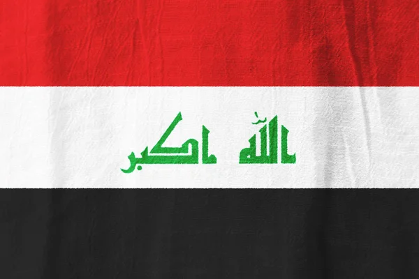 Nationale vlag van Irak stof vlag uit weefsel voor grafische vormgeving. — Stockfoto