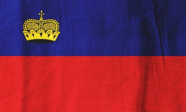 Nationale vlag van Liechtenstein stof vlag uit weefsel voor afbeelding — Stockfoto