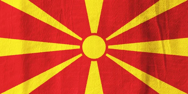 Nationale vlag van Macedonië stof vlag uit weefsel voor grafische des — Stockfoto