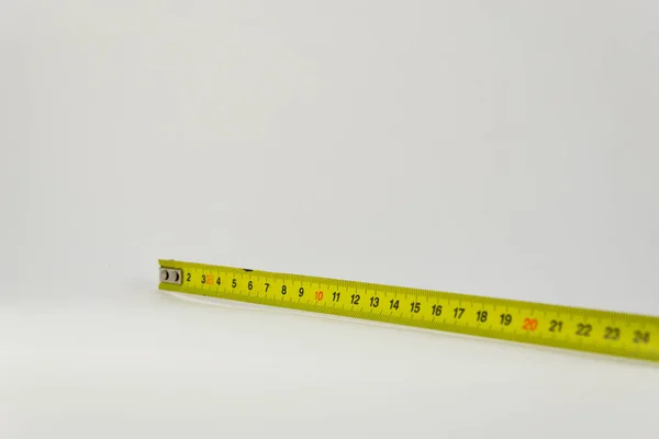 Yellow Measure Tape,  Centimeter. Measure Tool Equipment. Backgr — Stock Photo, Image