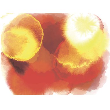 Renkli soyut suluboya lekesi sıçramalar ve sıçramalar kırmızı ve sarı gölgeler renk vektörü