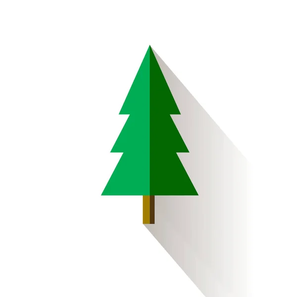 Vánoční stromeček ve stylu vektorového plochého designu. Ikona jedle izolovaná na bílém — Stockový vektor