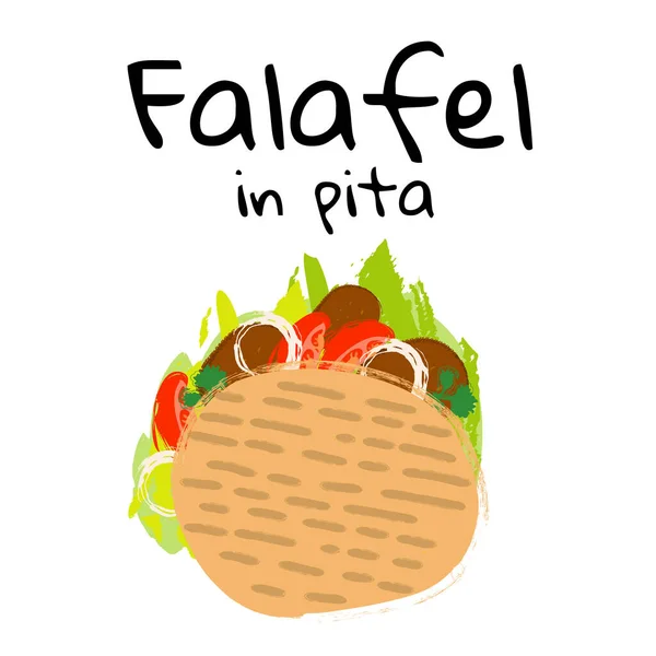 Vektorillustration traditionelles arabisches und jüdisches Essen Falafel in Flaka — Stockvektor