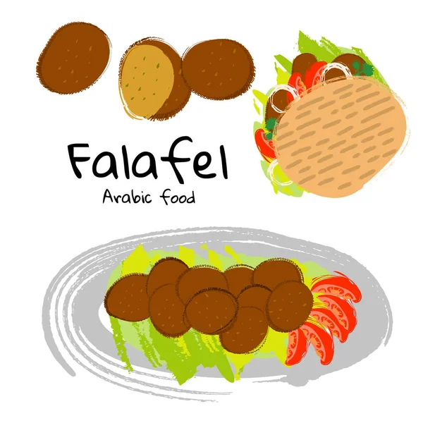 Vektorillustration traditionelles arabisches und jüdisches Essen Falafel — Stockvektor